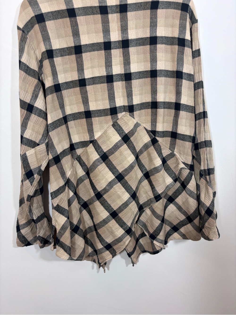 Mill Valley Hobo Shirt XL asymmetric button-down plaid shirt Lagenlook Artsy - Picture 6 of 11